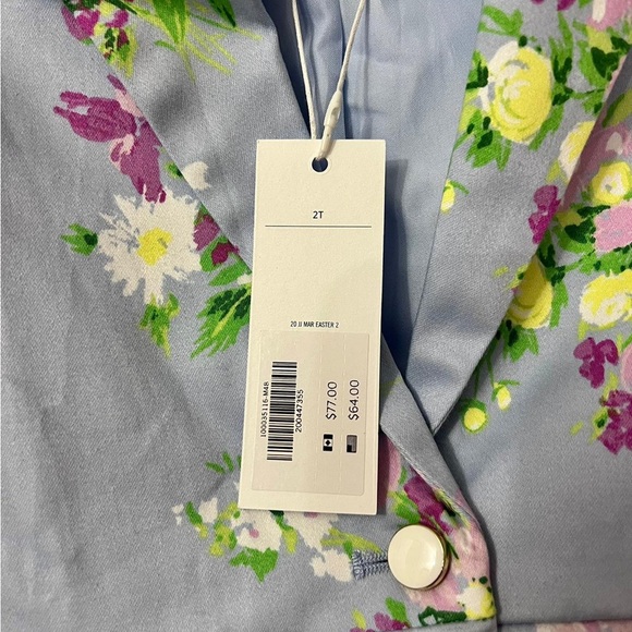 Jacket new, light blue background with little flowers - Picture 3 of 4